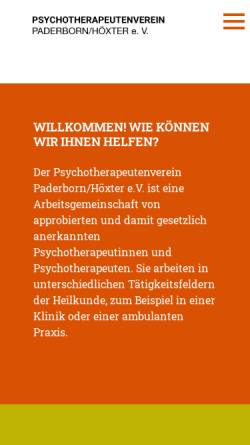 Vorschau der mobilen Webseite www.psychotherapeutenverein.de, Psychotherapeutenverein Paderborn/Höxter e.V.
