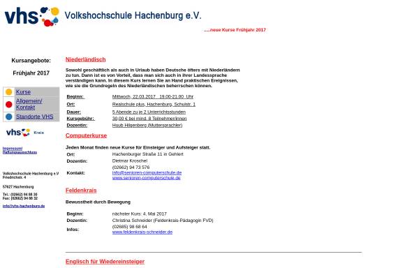Vorschau von www.vhs-hachenburg.de, Volkshochschule Hachenburg e.V.