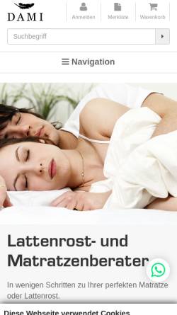 Vorschau der mobilen Webseite www.dami.de, DaMi Wohn-und Schlafsysteme