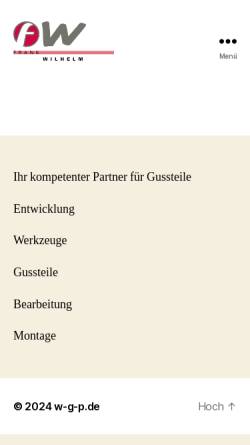Vorschau der mobilen Webseite www.w-g-p.de, W-G-P Wilhelm Guss Projekte, Inh. Dipl.-Ing. Frank Wilhelm