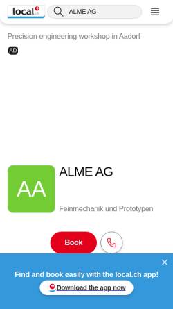 Vorschau der mobilen Webseite yellow.local.ch, Alme AG