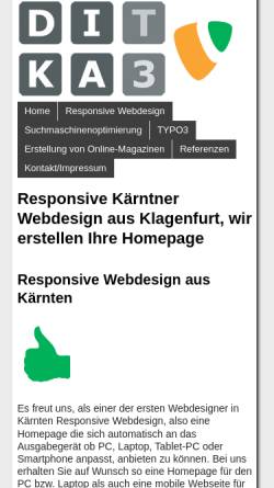 Vorschau der mobilen Webseite www.dika.at, DiKa