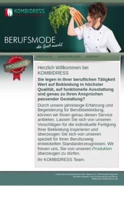 Vorschau der mobilen Webseite www.kombidress.de, Kombi-Dress Berufskonfektion GmbH