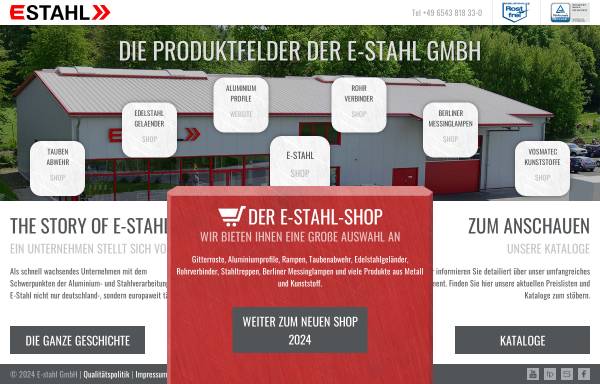 Vorschau von e-stahl.com, E-Stahl Ltd.