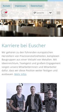Vorschau der mobilen Webseite www.euscher.com, Ewald Euscher GmbH & Co. KG