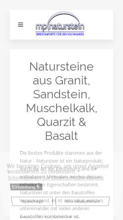 Vorschau der mobilen Webseite mp-naturstein.de, MP-Naturstein Handelsagentur, Manuela Pflaum