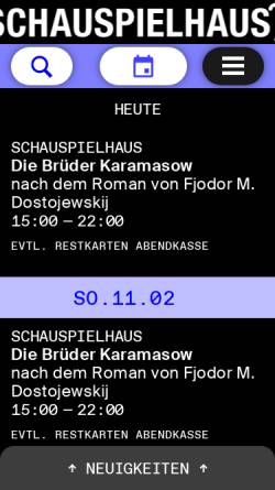 Vorschau der mobilen Webseite www.schauspielhausbochum.de, Schauspielhaus Bochum