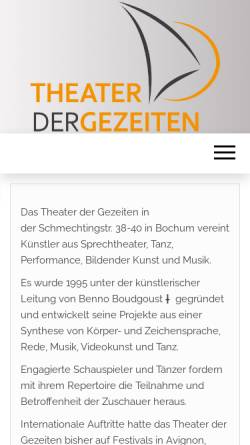 Vorschau der mobilen Webseite www.theater-der-gezeiten.de, Theater der Gezeiten