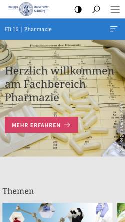 Vorschau der mobilen Webseite www.uni-marburg.de, Institut für Geschichte der Pharmazie der Universität Marburg