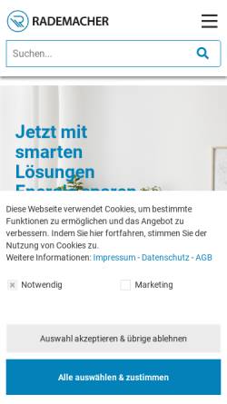 Vorschau der mobilen Webseite www.rademacher.de, Rademacher Geräte-Elektronik GmbH & Co. KG