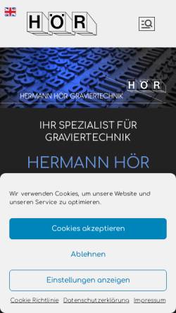 Vorschau der mobilen Webseite www.h-hoer.de, Hermann Hoer Graviertechnik