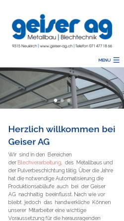 Vorschau der mobilen Webseite www.geiser-ag.ch, Geiser AG