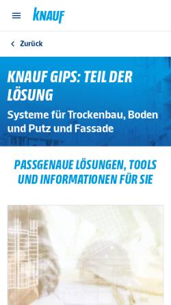Vorschau der mobilen Webseite www.knauf.de, Knauf Insulation Holding GmbH