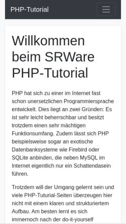 Vorschau der mobilen Webseite www.php-lernen.org, SRWare PHP Tutorial