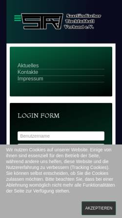 Vorschau der mobilen Webseite www.stfv.de, Saarländischer Tischfussballverband e.V.