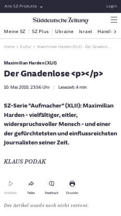 Vorschau der mobilen Webseite www.sueddeutsche.de, Der Gnadenlose
