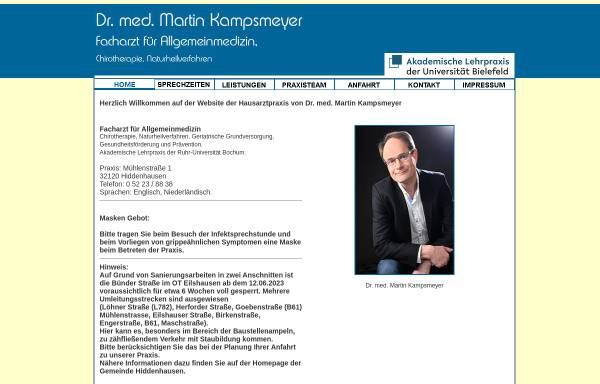 Vorschau von www.dr-kampsmeyer.de, Dr. med Martin Kampsmeyer, Facharzt für Allgemeinmedizin.