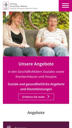 Vorschau der mobilen Webseite www.kreuznacherdiakonie.de, EVK Evangelisches Krankenhaus der Saarland-Kliniken