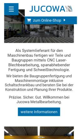 Vorschau der mobilen Webseite www.jucowa.de, Jucowa Metallbearbeitung GmbH
