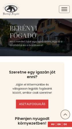 Vorschau der mobilen Webseite berenyifogado.hu, Berényi Gasthaus