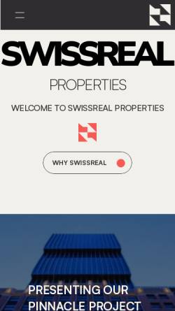 Vorschau der mobilen Webseite www.swissreal.com, Swissreal Investments Ltd.