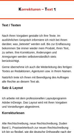 Vorschau der mobilen Webseite www.korrekturen-text.de, Korrekturen-Text Kerstin Thierschmidt