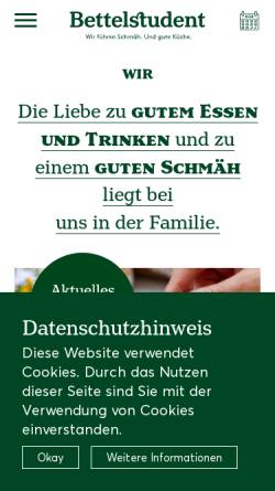 Vorschau der mobilen Webseite www.bettelstudent.at, Der Bettelstudent