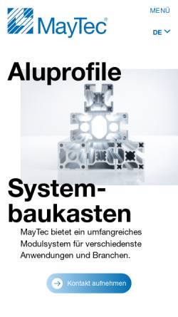 Vorschau der mobilen Webseite www.maytec.de, MayTec Aluminium Systemtechnik GmbH