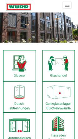 Vorschau der mobilen Webseite www.wurr-glaserei.de, Wurr-Glaserei
