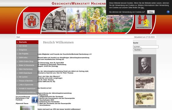 Vorschau von www.geschichtswerkstatt-hachenburg.de, GeschichtsWerkstatt Hachenburg e.V.