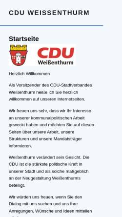 Vorschau der mobilen Webseite www.cdu-weissenthurm.de, CDU Stadtverband Weißenthurm