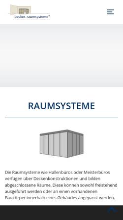 Vorschau der mobilen Webseite www.becker-raumsysteme.de, Becker Raumsysteme GmbH