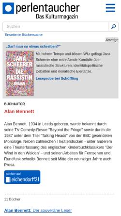 Vorschau der mobilen Webseite www.perlentaucher.de, Alan Bennett
