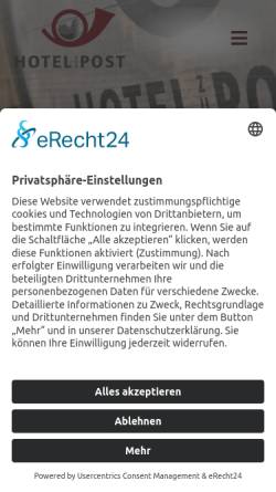 Vorschau der mobilen Webseite hotelzur-post.de, Hotel Zur Post