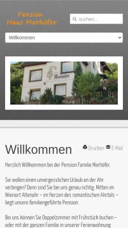 Vorschau der mobilen Webseite www.haus-marhoefer.de, Pension Haus Marhöfer