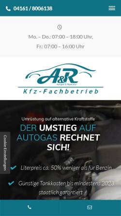 Vorschau der mobilen Webseite www.ar-autogas-reparatur.de, A & R Autogas und Reparatur