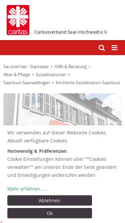 Vorschau der mobilen Webseite www.sozialstation-saarlouis.de, Kirchliche Sozialstation Saarlouis-Saarwellingen e.V.