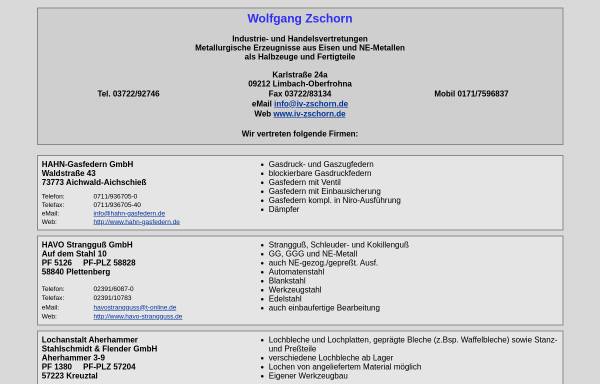 Vorschau von iv-zschorn.de, Wolfgang Zschorn - Industrie- und Handelsvertretungen