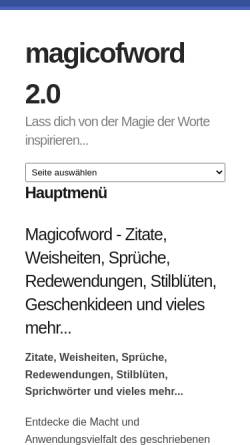 Vorschau der mobilen Webseite www.magicofword.com, Zitate und Sprüche