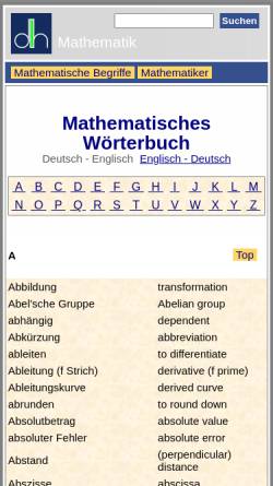 Vorschau der mobilen Webseite henked.de, Mathematisches Wörterbuch