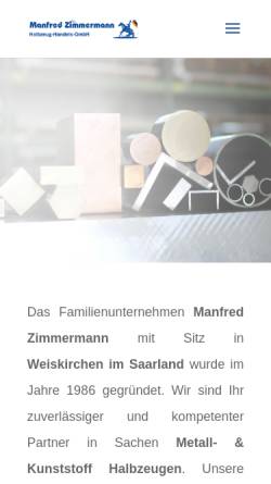 Vorschau der mobilen Webseite www.zimmermann-ne-gmbh.de, Zimmermann Halbzeug-Handels-GmbH