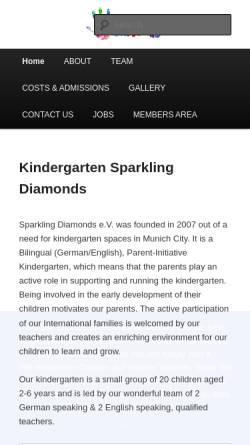 Vorschau der mobilen Webseite www.kita-sparkling-diamonds.de, Kindergarten Sparkling Diamonds