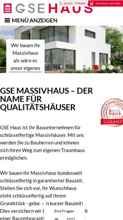Vorschau der mobilen Webseite www.gse-haus.de, GSE Kompletthaus GmbH