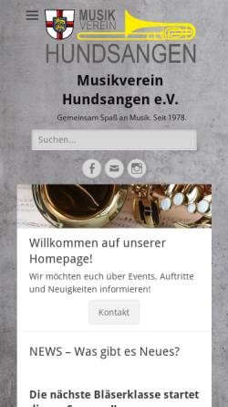 Vorschau der mobilen Webseite www.musikverein-hundsangen.de, Musikverein Hundsangen