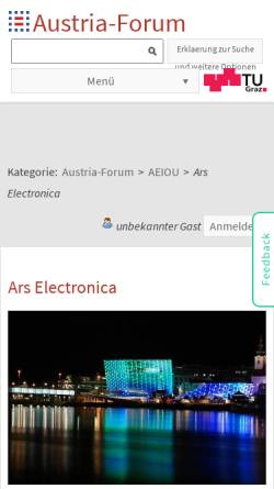 Vorschau der mobilen Webseite austria-lexikon.at, Ars Electronica