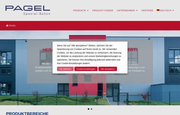 Vorschau von www.pagel.com, Pagel Spezial-Beton GmbH & Co. KG