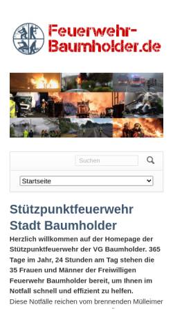 Vorschau der mobilen Webseite feuerwehr-baumholder.de, Freiwillige Feuerwehr Baumholder