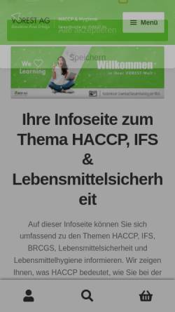 Vorschau der mobilen Webseite www.haccp-hygienemanagement.de, HACCP und Hygienemanagement by Vorest AG