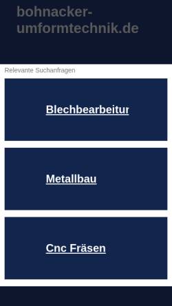 Vorschau der mobilen Webseite www.bohnacker-umformtechnik.de, Bohnacker GmbH Umformtechnik