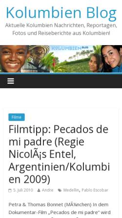 Vorschau der mobilen Webseite www.kolumbien-blog.com, Kolumbien Blog